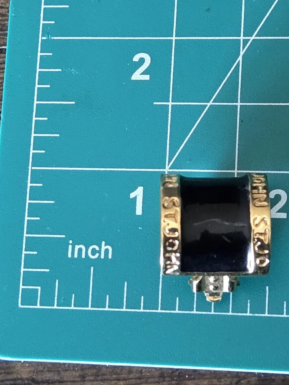 ST JOHN Gold-Tone Black Enamel Clip-On Earrings